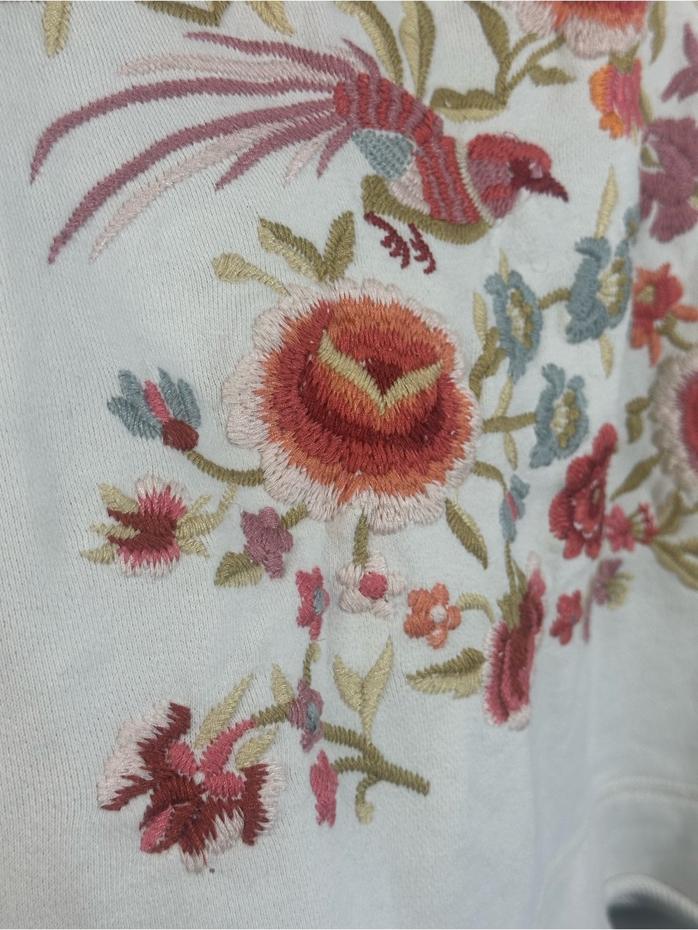 Johnny Was Los Angeles Brielle Embroidered Floral Bird Sweatshirt – Medium - Picture 5 of 7